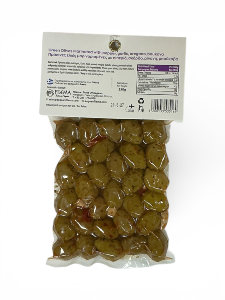 Olives grecques vertes Atlas marinées poivron ail origan et boukovo FILEMA 250 g