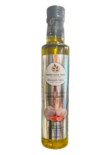 Huile d'olive vierge extra infusée à l'ail SAVOUIDAKIS en bouteille 250 ml