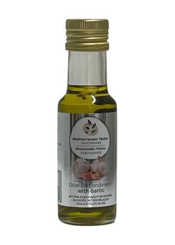 Huile d'olive vierge extra infusée à l'ail SAVOUIDAKIS en bouteille 100 ml