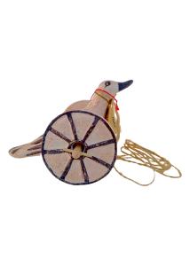 Oiseau à roulettes ancien jouet en terre cuite IDOLS ART 8cmx13cm