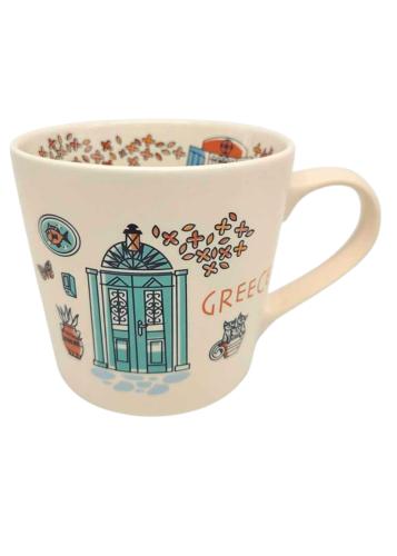 Mug en céramique illustré kafeneio de Grèce WHAT A BRAND 330 ml