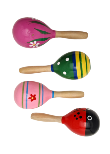 Maracas en bois pour enfant différentes couleurs 13 cm