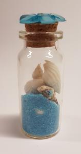  Magnet Bouteille de sable bleu et coquillages 5.5 cm