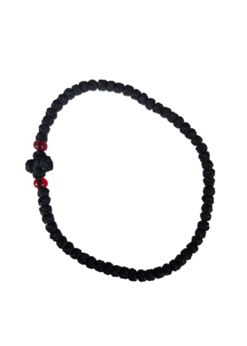Chapelet en bracelet avec 2 pierres rouges et un petit croix