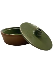 Cocotte individuelle en terre cuite émaillée verte foncé ESPIEL 6x14.5x14.5 cm