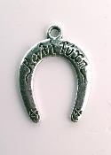 Pendentif fer à cheval métal argent "Kali Tichi = Bonne chance" 2.5x2cm
