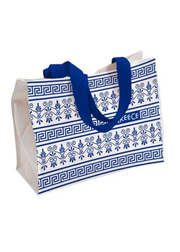 Sac cabas grec motif antique bleu et blanc ATP ANCIENT GREECE