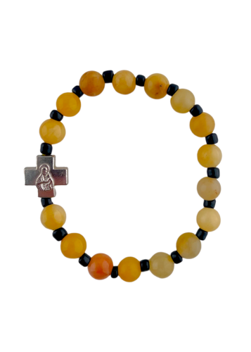 Bracelet en perles noires et ivoire