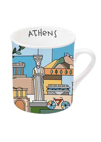 Mug céramique Athènes collage illustré WHAT A BRAND