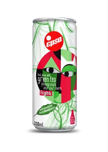 Boisson glacée  au thé vert, grenade et griotte ZERO sans sucre en canette EPSA 330 ml