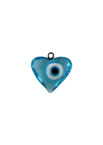 Œil bleu ciel en forme de cœur en verre 1.8x1.8 cm
