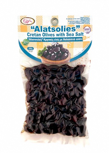 Olives de Crète variété Alatsolies naturelles en sous vide ELLIE 200 g