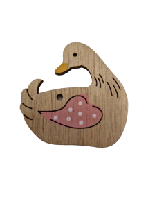 Canard en bois en rose  suspendre avec 2 trous 5 cm