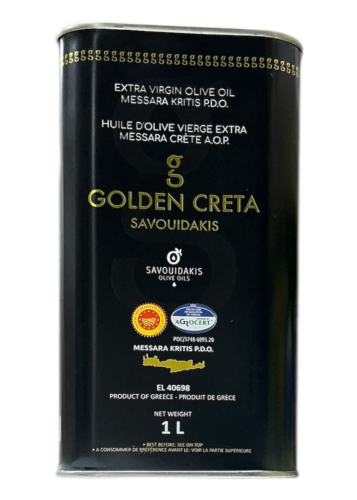 Huile d'olive vierge extra AOP MESSARA de Crète GOLDEN CRETA SAVOUIDAKIS en bidon 1L