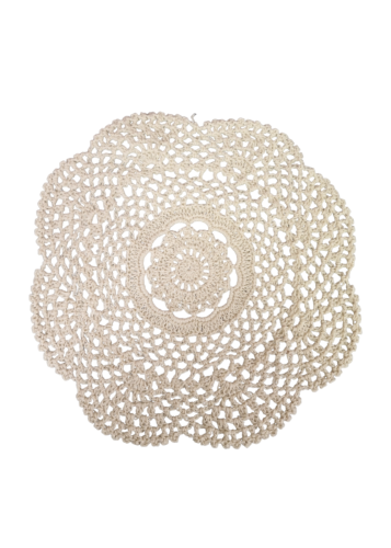 Napperon rond 100% coton beige diamètre 22.50 cm