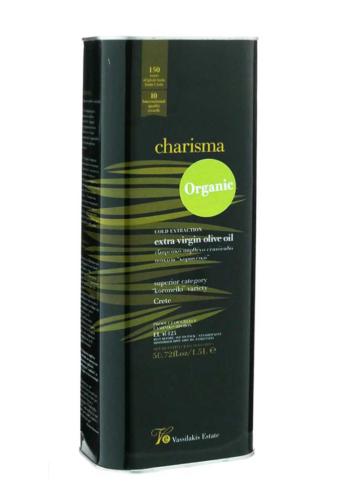  Huile d’olive vierge extra biologique “Charisma”, bidon métallique de 1,5 l