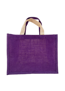 Sac en toile de jute - anses jute - violet/crème 35x18x27 cm