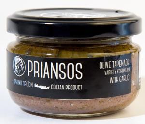  Pâte d'olives grec de variété Koronéiki  à l'ail Priansos 100 g