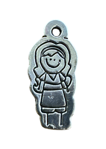 Pendentif "Petites Filles" en métal argenté 2,5 cm