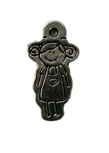 Pendentif "Petites Filles" en métal argenté 2,5 cm