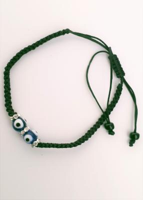 Bracelet grec noir Porte Bonheur avec 2 perles "oeils"