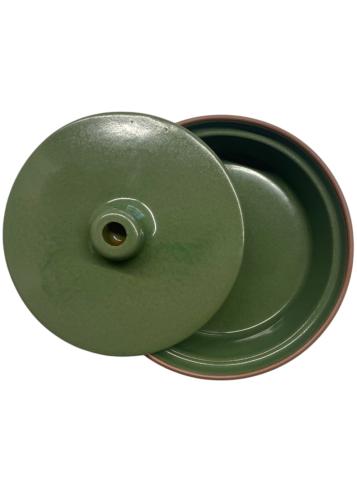 Cocotte individuelle en terre cuite émaillée verte foncé ESPIEL 6x14.5x14.5 cm