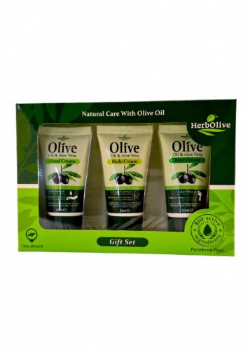 Coffret cadeau de 3 crèmes HerbOlive 50 ml " mains, corps, pieds"