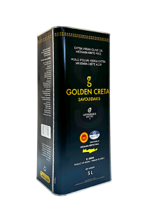 Huile d'olive vierge extra AOP MESSARA de Crète GOLDEN CRETA SAVOUIDAKIS en bidon 5 L