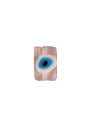 Œil rose en forme de rectangle e verre 1.8x1.2 cm