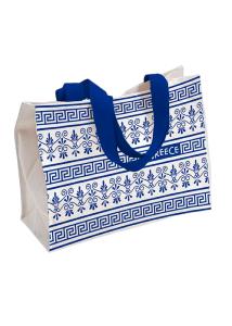 Sac cabas grec motif antique bleu et blanc ATP ANCIENT GREECE