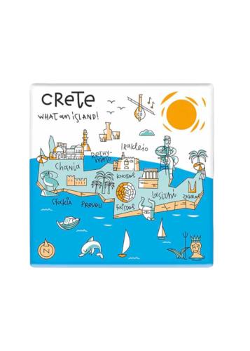 Dessous de verre céramique Crète carte illustrée  WHAT A BRAND