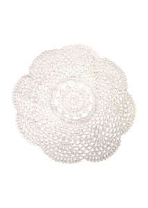 Napperon rond 100% coton blanc diamètre 22.50 cm