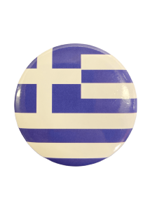 Badge rond en métal personnalisé avec le drapeau grec 5.5 diamètre