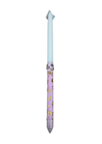 Bougie de Pâques artisanale de Grèce avec papillons et strass - Lambada 42 cm