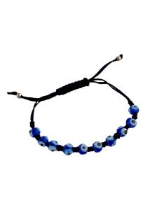 Bracelet grec noir Porte Bonheur avec 10 perles "oeils"