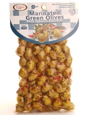 Olives vertes grecques marinés au thym, piment, origan 500 g