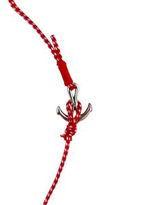 Bracelet rouge-blanc avec ancre marine argenté ajustable - Martaki