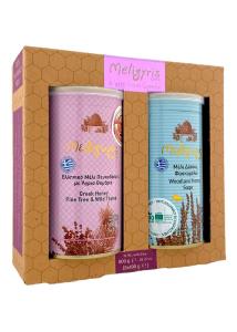 Coffret de miel de pin et thym et de sauge grec BIO MELIGYRIS 2x400 g