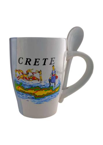 Tasse à thé avec sa cuillère - motif La Crète et le minotaure