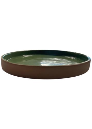Assiette plate en terre cuite émaillée vert foncé ESPIEL 2,5x21x21 cm