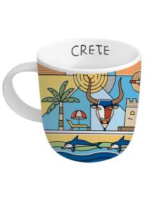 Mug en céramique illustré Crète line collage WHAT A BRAND 330 ml