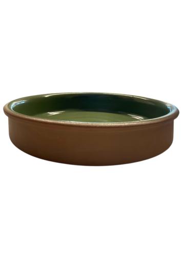 Plat rond en terre cuite émaillée vert foncé ESPIEL 4x21,5x21,5 cm