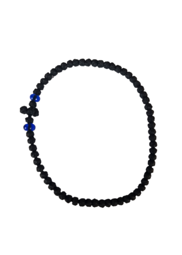 Bracelet Chapelet avec 2 pierres bleues et petite croix