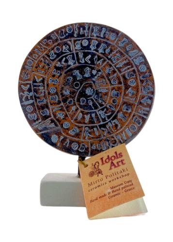 Disque de Phaistos en terre cuite fait main IDOLS ART diamètre 11 cm