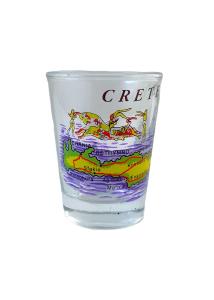 Verre de raki avec la Crète avec un fond bleu 6 cm