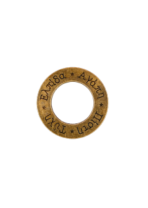 Cercle métallique couleur cuivré "pisti,tichi,elpida,agapi" 4 cm