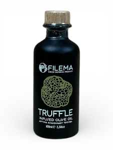Huile d�olive infus�e � la truffe de Cr�te FILEMA bouteille c�ramique 100 ml