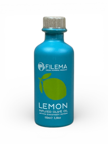 Huile d’olive infusée au citron de Crète FILEMA bouteille céramique 100 ml