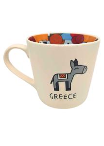 Mug en céramique Grèce illustré – Âne grec & décor intérieur coloré WHAT A BRAND