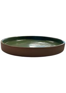 Assiette plate en terre cuite émaillée vert foncé ESPIEL 2,5x21x21 cm